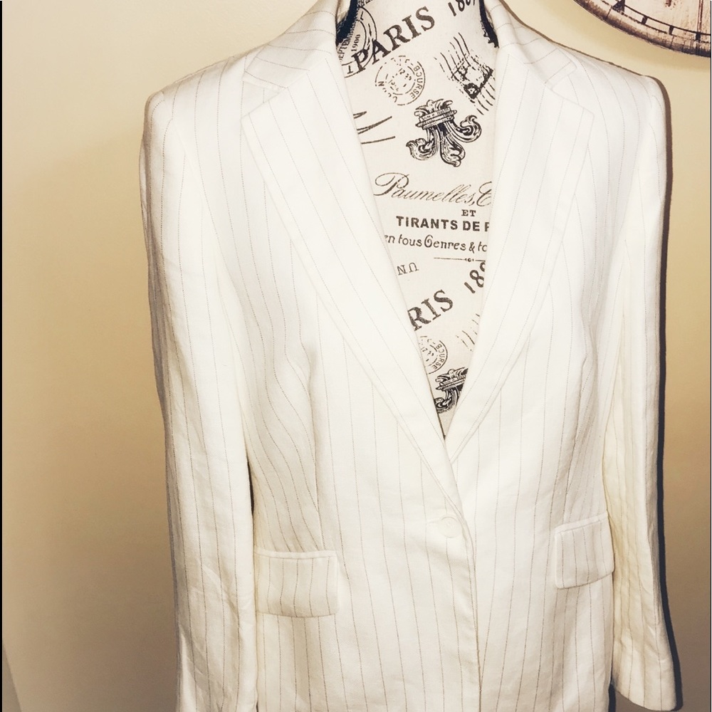 Brooks Brothers Irish Linen Cream Striped Jacket